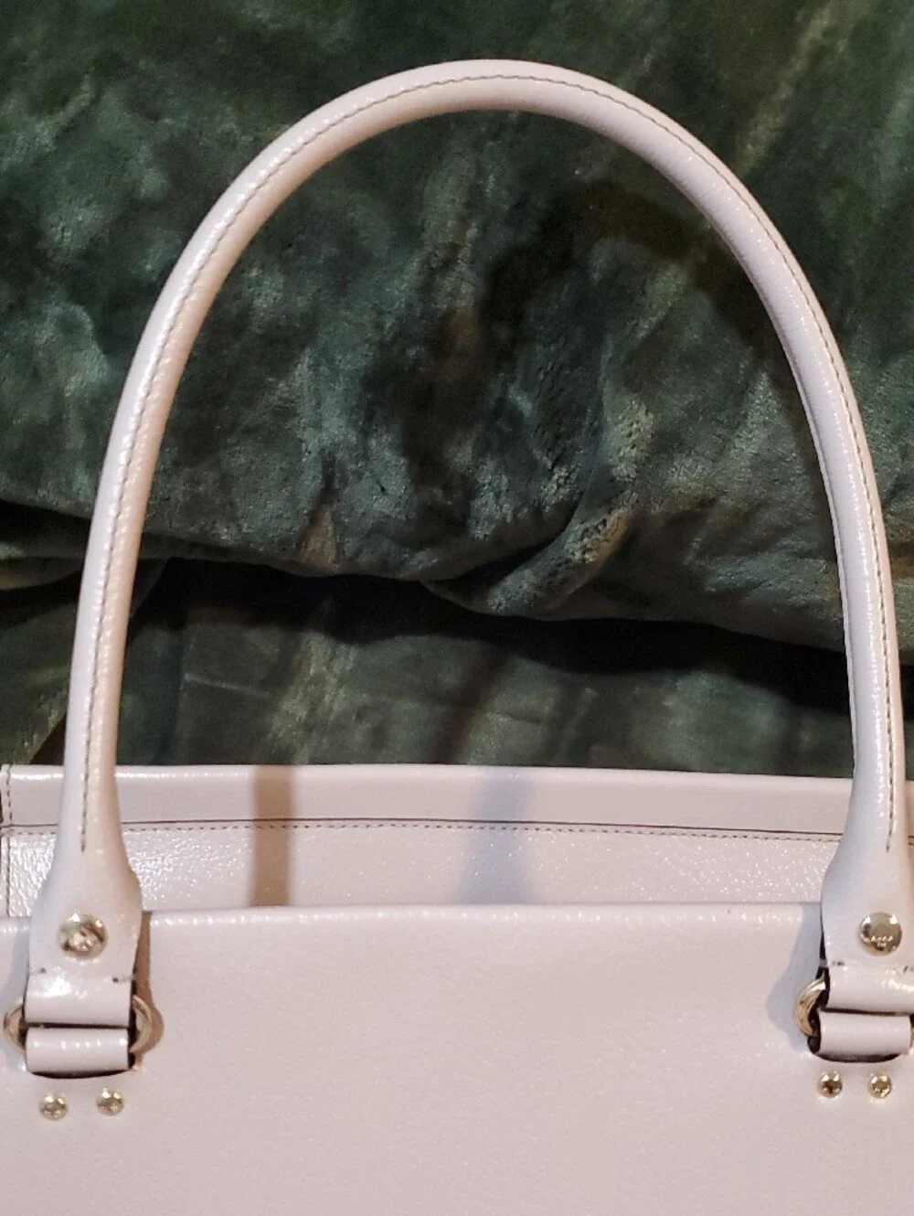 kate spade pale mauve leather tote with logo plaque